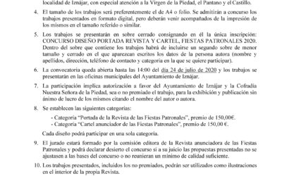 El Ayuntamiento de Iznájar y la Cofradía Ntra. Señora de la Virgen de la Piedad convocan el Concurso de Diseño de la Portada de la revista y el Cartel oficial de las Fiestas Patronales 202